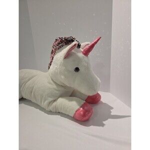 Aurora 28" Celestia Unicorn Plush Stuffed Animal Toy Sequin Pink White